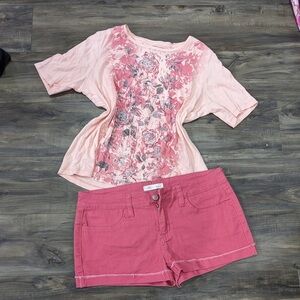 Y2K top and micro shorts bundle